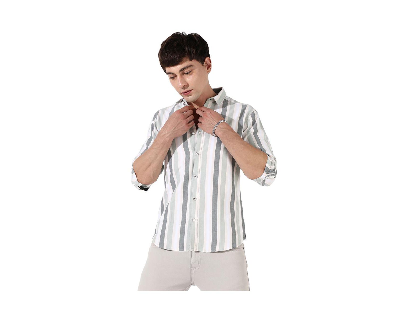 Men's Multitrack Striped Button Up Shirt