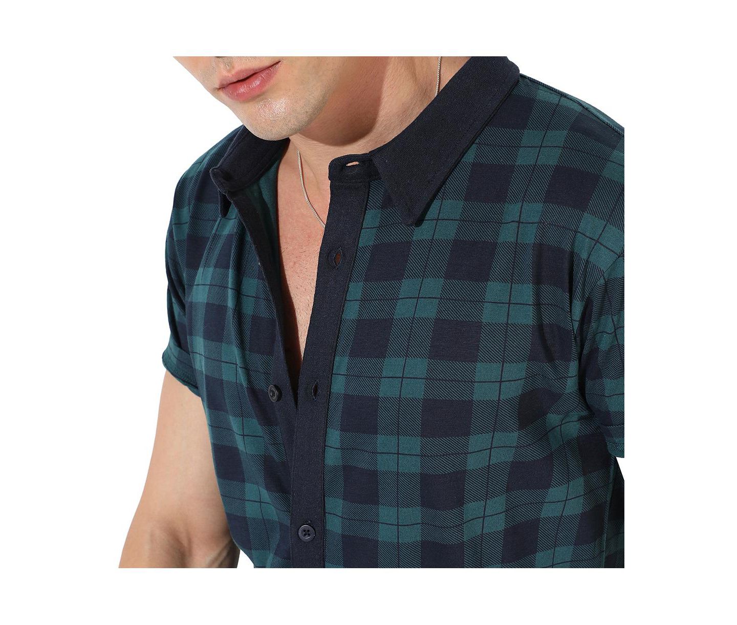 Мужская рубашка Cahoot Campus Sutra Green & Blue Tartan Plaid, цвет: Синий — фото 7