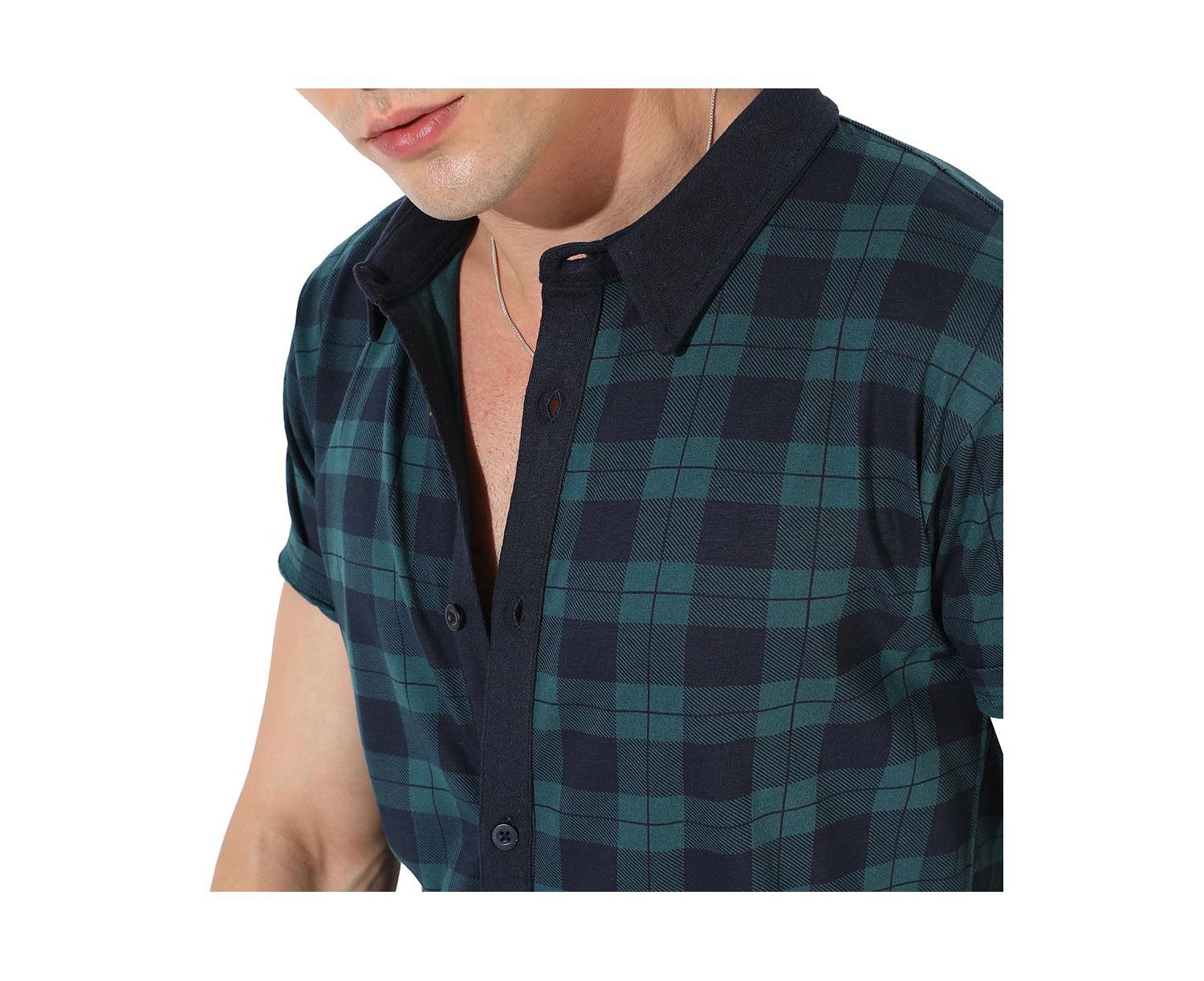 Men's Green & Blue Tartan Plaid Shirt