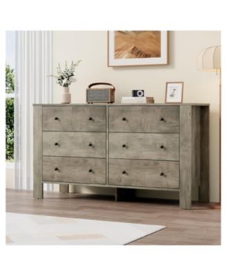 6 Drawer Dresser for Bedroom, Modern Wide Dresser Organizer with Storage Drawers