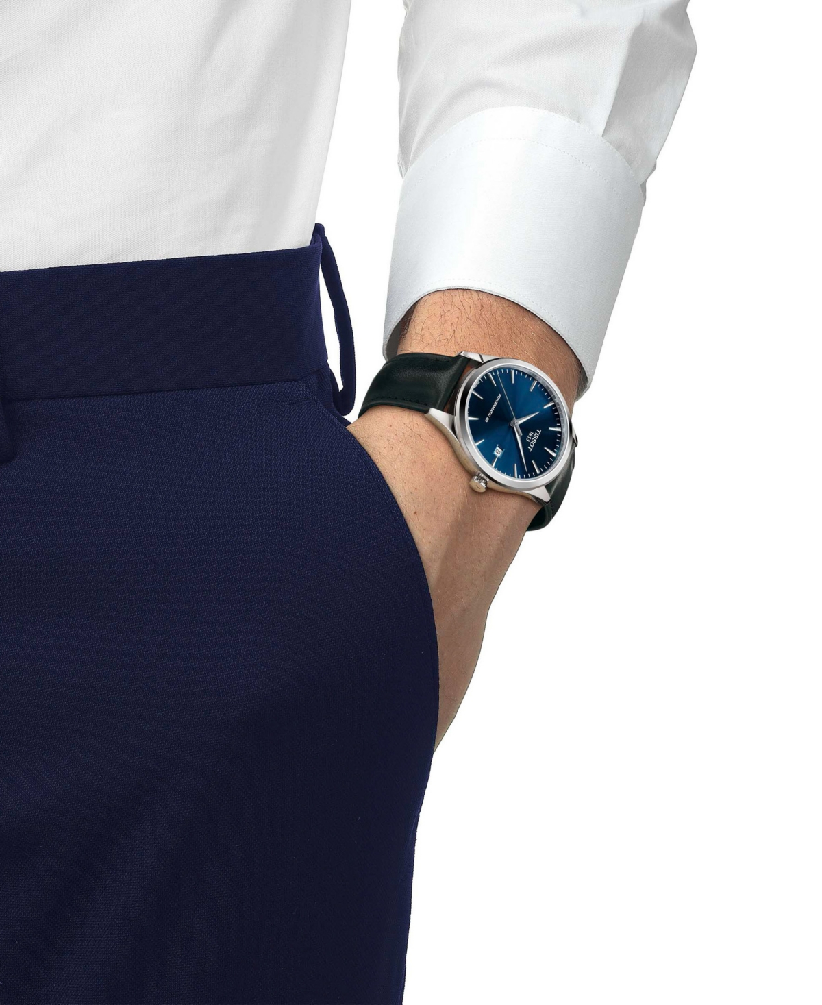 Tissot Men's Black Leather Bracelet Watch, 40mm