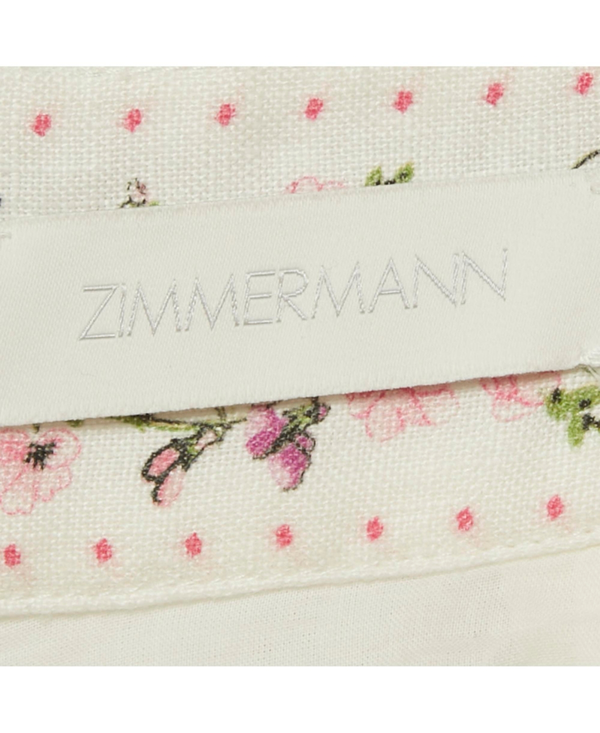 Pre-Owned Zimmermann Women's Pink/white Floral Print Linen Scallop Shorts