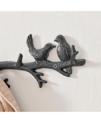 Birds on Tree Branch Decorative Utility Hook Unit with 4 Hooks