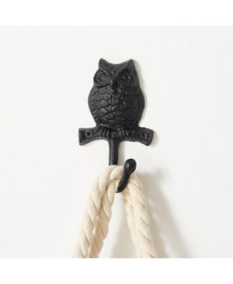 4 Piece Owl on Branch Decorative Wall Hook Set