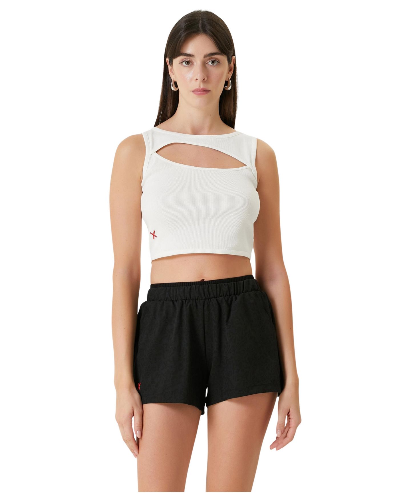 Женский топ PCFG Ribbed Stretch Cotton-Blend Cropped, цвет: Blanc De Blanc — фото 1