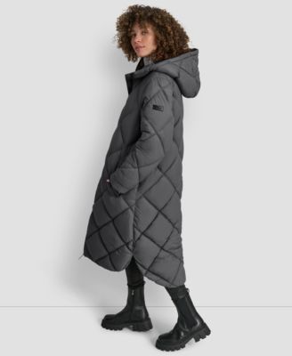 Women's Diamond Quilted Hooded Puffer Coat