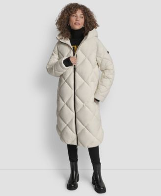 Women's Diamond Quilted Hooded Puffer Coat