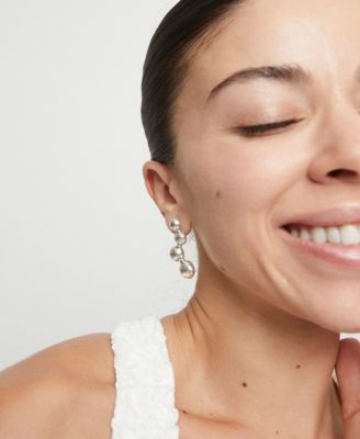 High-Shine Silver "Bubble" Drop Earrings