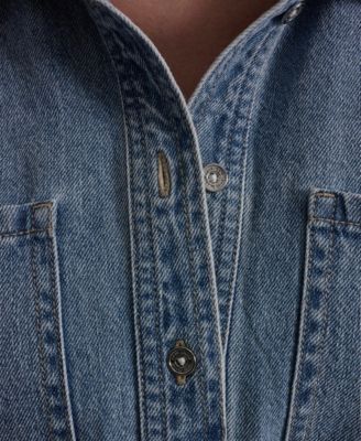 Women's Button-Front Shirt Dress With Removable Belt