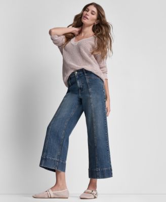 Women's High Rise Cropped Wide Leg Utility Jeans