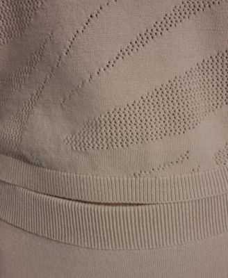 Women's Crewneck Zebra Pointelle Cropped Sweater