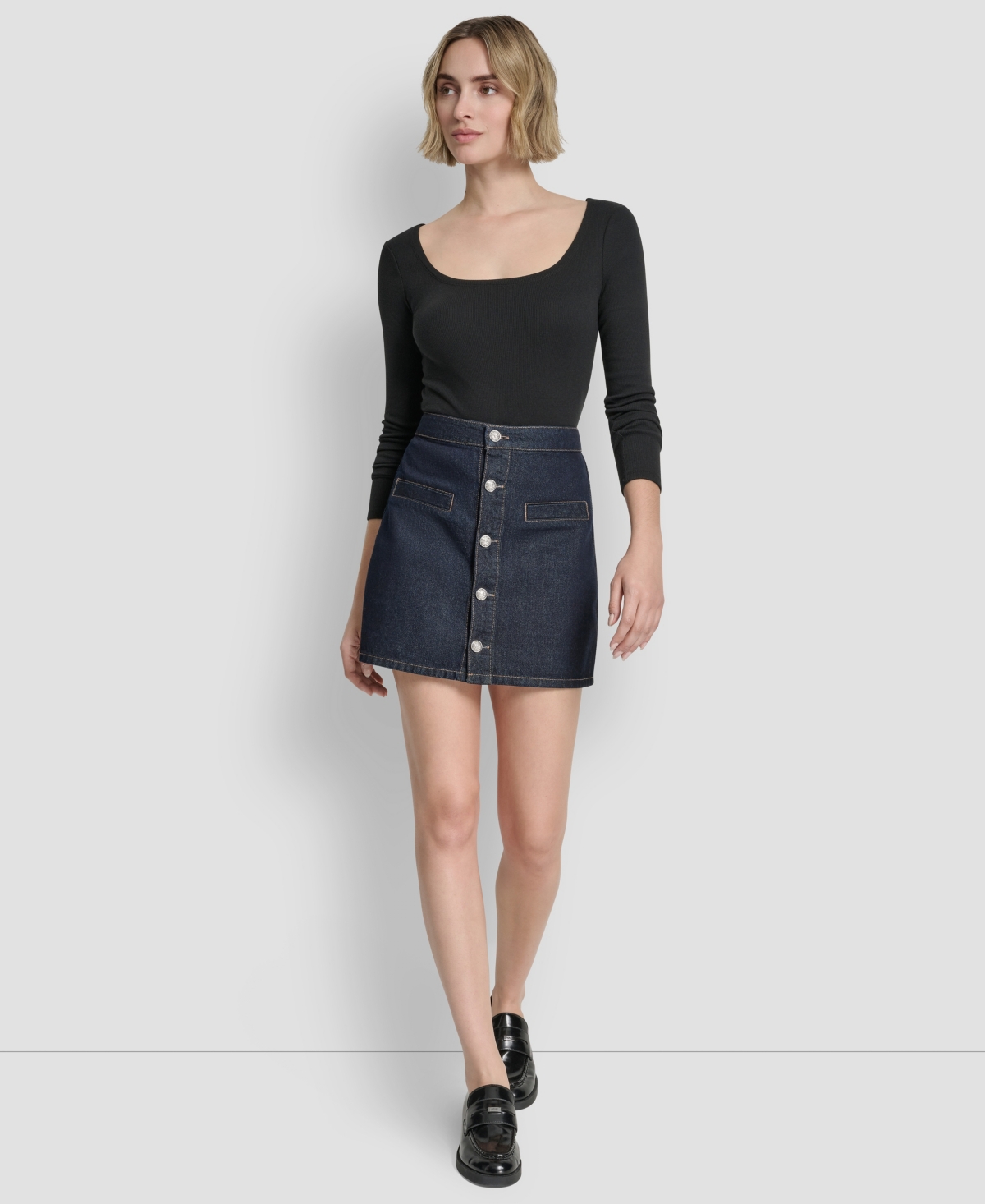 Dkny Jeans Women's High-Rise Button-Front Mini Skirt