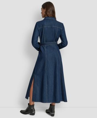 Women's Self-Belted A-Line Shirt Dress
