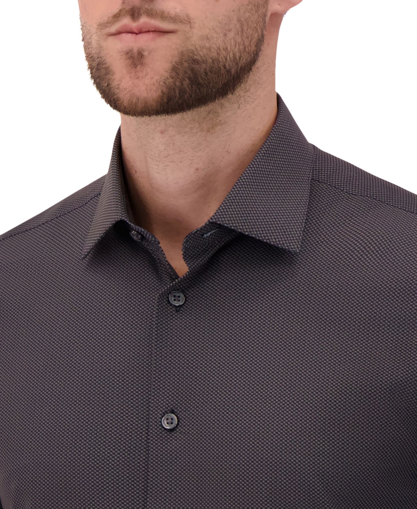 Мужская рубашка Report Collection 4-Way Houndstooth-Print Woven Dress Shirt, цвет: Чёрный — фото 2