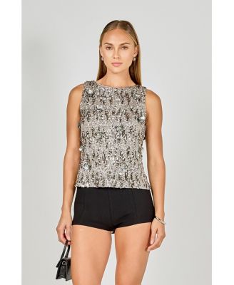 Women's Flower Applique sequins Top