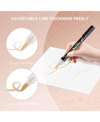 24 Colors Dual Tip Acrylic Paint Pens, Vibrant Paint Markers with Double Brush Tips for Rock, Ceramic, Glass, Stone, Fabric and DIY Crafts