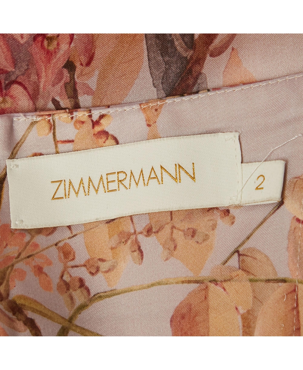 Pre-Owned Zimmermann Women's Pink Floral Print Organza Silk Midi Dress