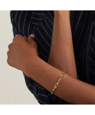 18K Gold Plated Paper Clip Anne Bracelet 7" For Women and Girls