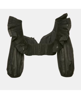 Women's Crepe Ruffled Crop Top