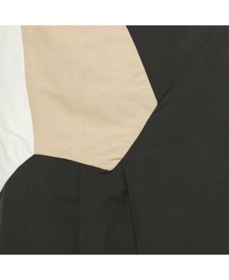 Women's Black Cotton Blend Pleated Knee Length Skirt