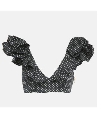 Women's Polka Dots Linen Painted Heart Cascade Top