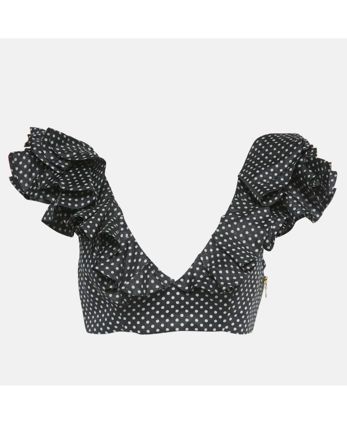 Pre-Owned Zimmermann Women's Polka Dots Linen Painted Heart Cascade Top