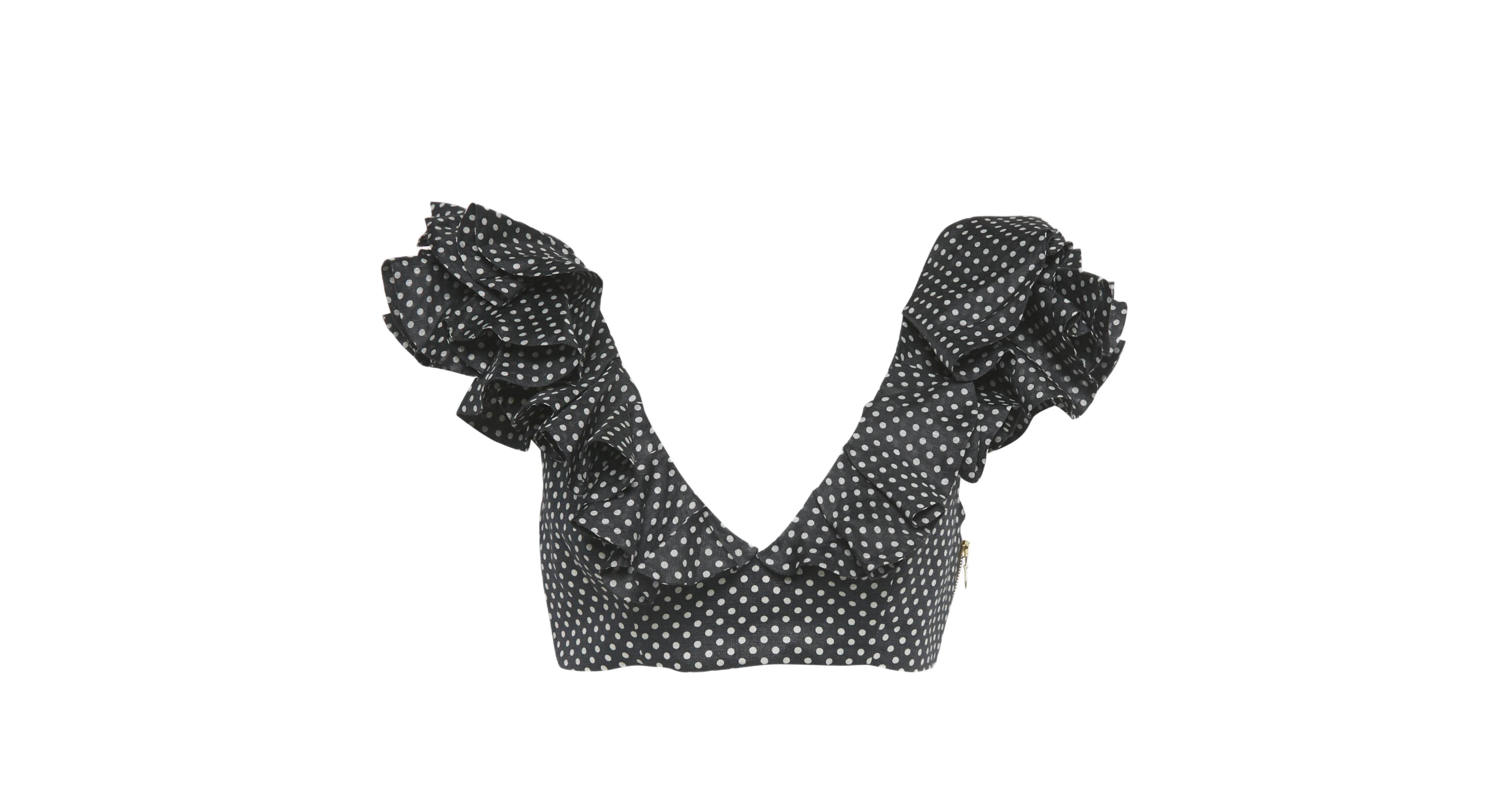 Pre-Owned Zimmermann Women's Polka Dots Linen Painted Heart Cascade Top