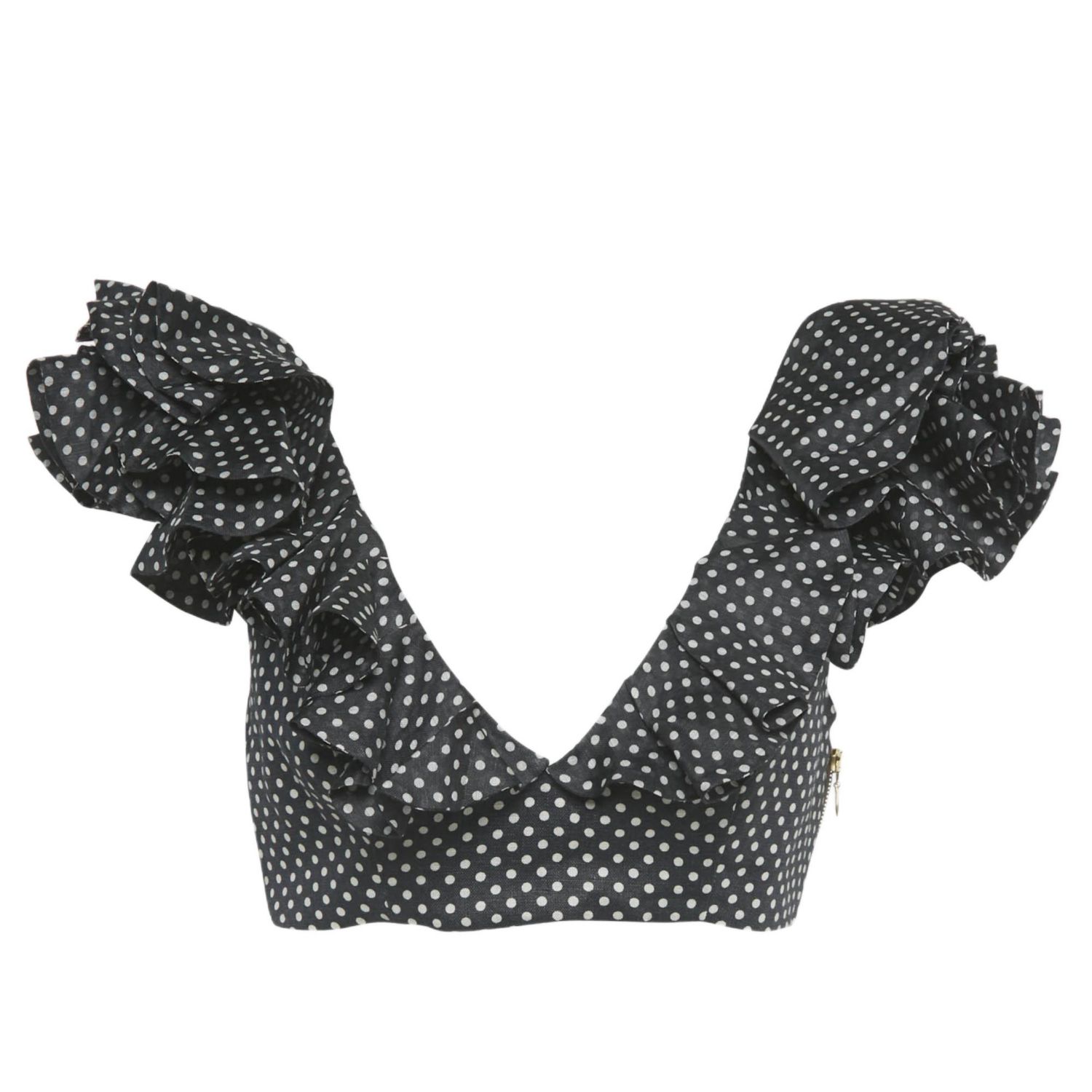 Women's Polka Dots Linen Painted Heart Cascade Top