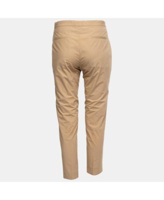 Women's Tan Cotton Straight-Leg Trousers
