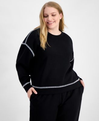 Trendy Plus Size Whipstitch Long-Sleeve Sweatshirt
