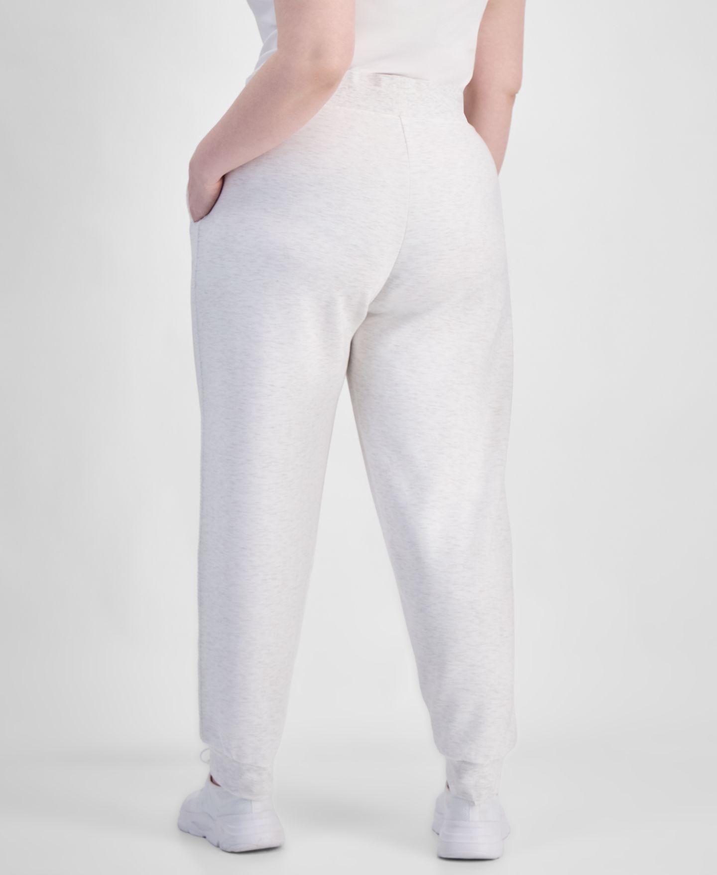 Женские брюки And Now This Trendy Plus Size High Rise Drawstring Jogger, цвет: Слоновая кость меланжевый — фото 2
