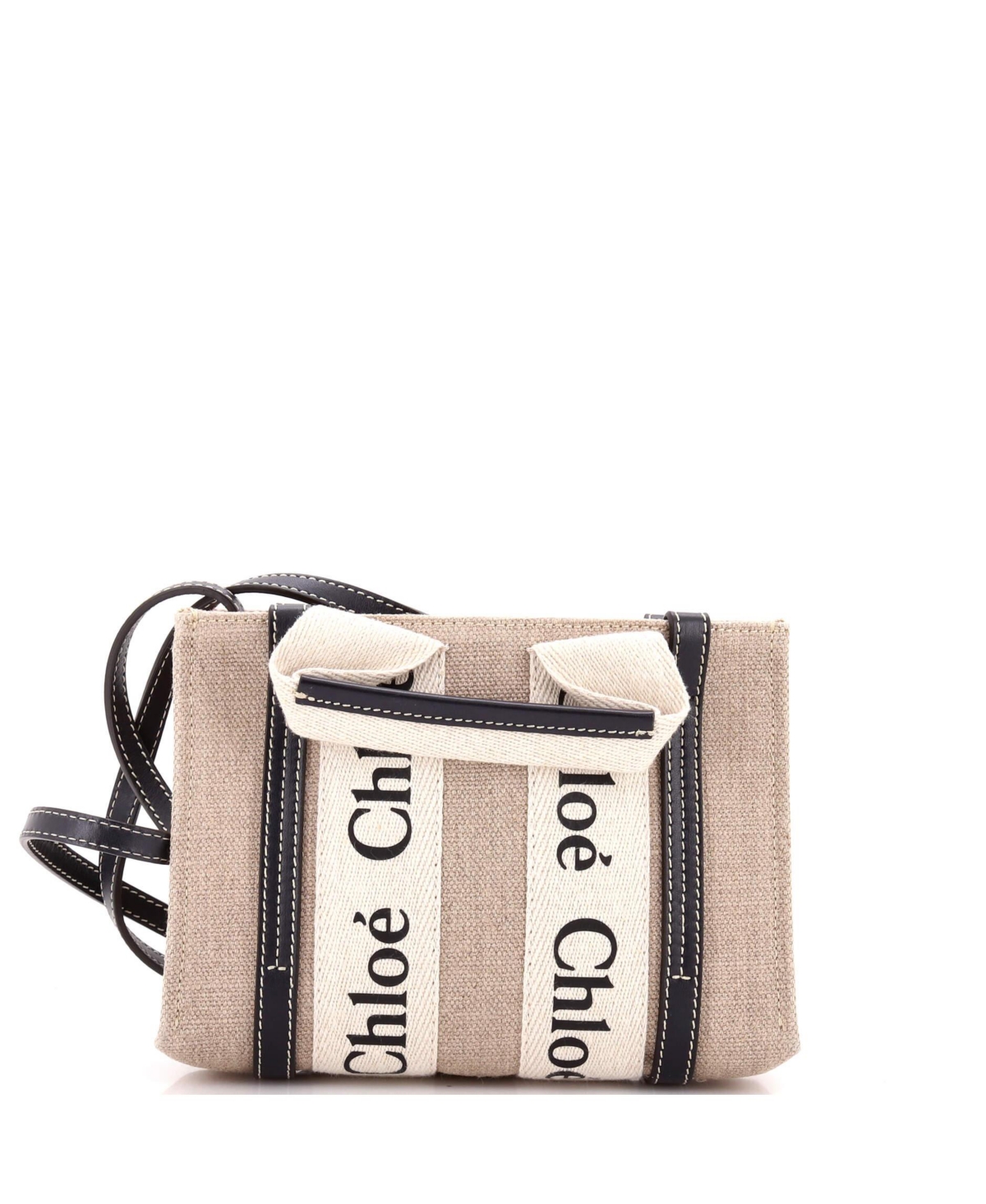 Pre-Owned Chloe Mini Woody Convertible Tote Canvas with Leather