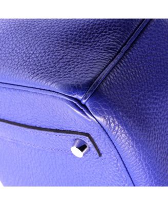 Pre-Owned HERMES Birkin 35 Handbag Blue Togo with Palladium Hardware