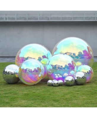 20" Big Shiny Inflatable Mirror Ball Giant Iridescent Reusable Balloon for Large Disco Party Wedding Event Stage Decoration