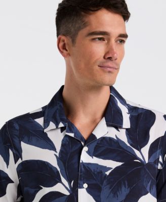 Men's Tropical Plant Print Camp-Collar Shirt