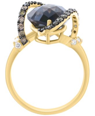 Smoky Quartz (6-1/6 ct. t.w.), Diamond (1/3 ct. t.w.) and Brown Diamond Ring (5/8 ct. t.w.) in 14k Yellow Gold