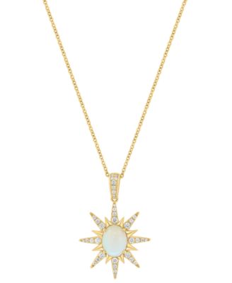 Opal (1-1/3 ct. t.w.) and Diamond Necklace (1/3 ct. t.w.) in 14k Yellow Gold