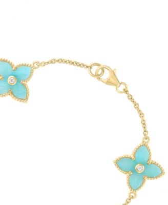 Amazonite (14-1/4 ct. t.w.) and White Topaz Bracelet (1/6 ct. t.w.) in 14k Yellow Gold Over Silver