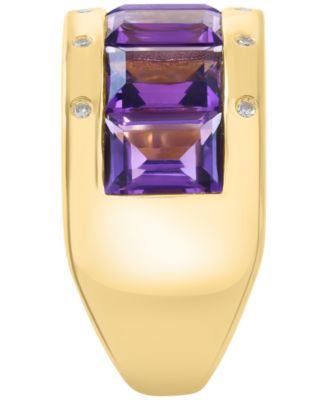Amethyst (5-5/8 ct. t.w.) and Diamond Ring (1/20 ct. t.w.) in 14k Yellow Gold over Silver