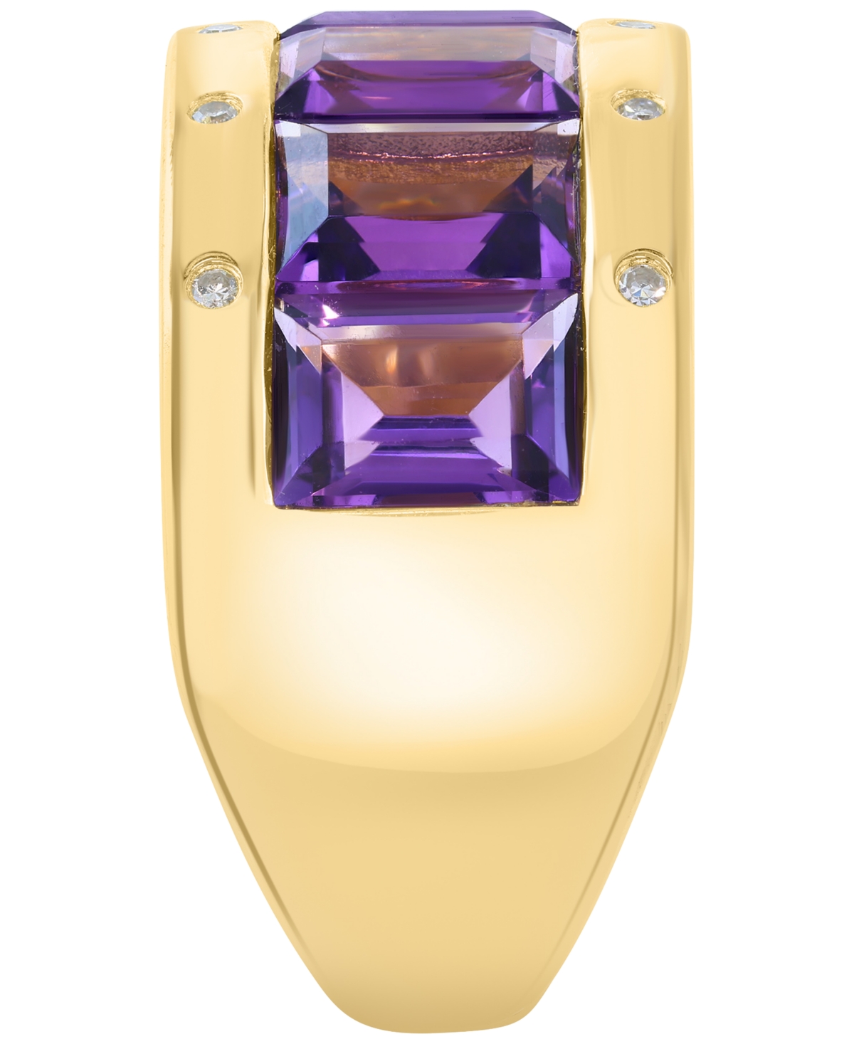 Effy Collection Amethyst (5-5/8 ct. t.w.) and Diamond Ring (1/20 ct. t.w.) in 14k Yellow Gold over Silver
