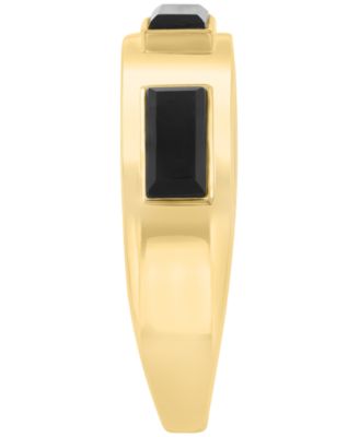 Onyx Ring in 14k Yellow Gold Over Silver