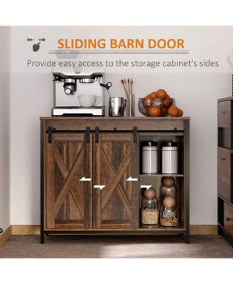 Industrial Sideboard Cabinet with Sliding Barn Doors,
