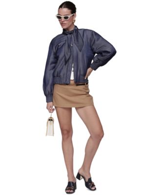 Women's Scarf Tie Neck Bomber Jacket