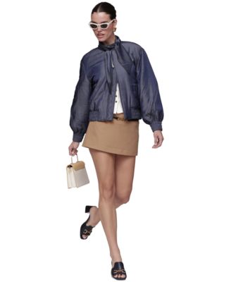 Women's Scarf Tie Neck Bomber Jacket