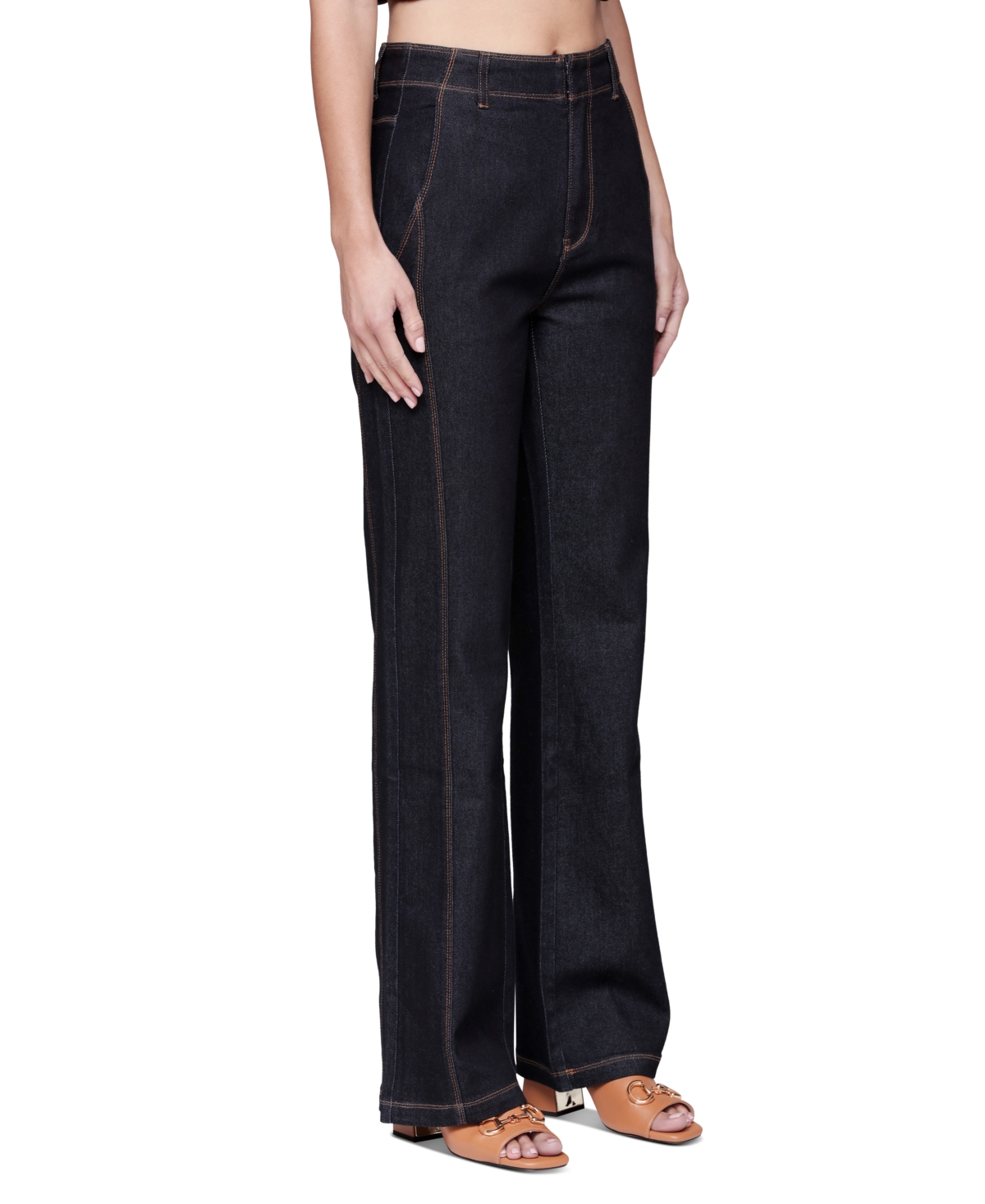 Avec Les Filles Women's Wide Leg Flared Jeans