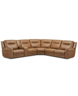 Furniture - Alexandre Leather 6-Pc. Sectional with 3 Power Motion Recliners & 1 Console