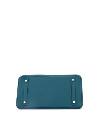 Pre-Owned HERMES Birkin 25 Handbag Green Togo with Palladium Hardware