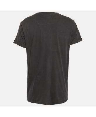 Men's Black Cotton Knit Front Pocket Crew Neck T-Shirt