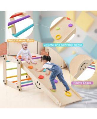 Climbing Triangle Ladder Toy Indoor Jungle Gym with Reversible Ramp