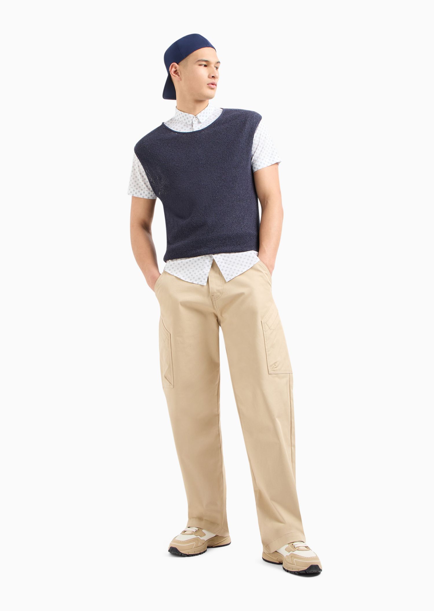 Men's Slim-Fit Tonal Geo Logo-Print Button-Down Shirt